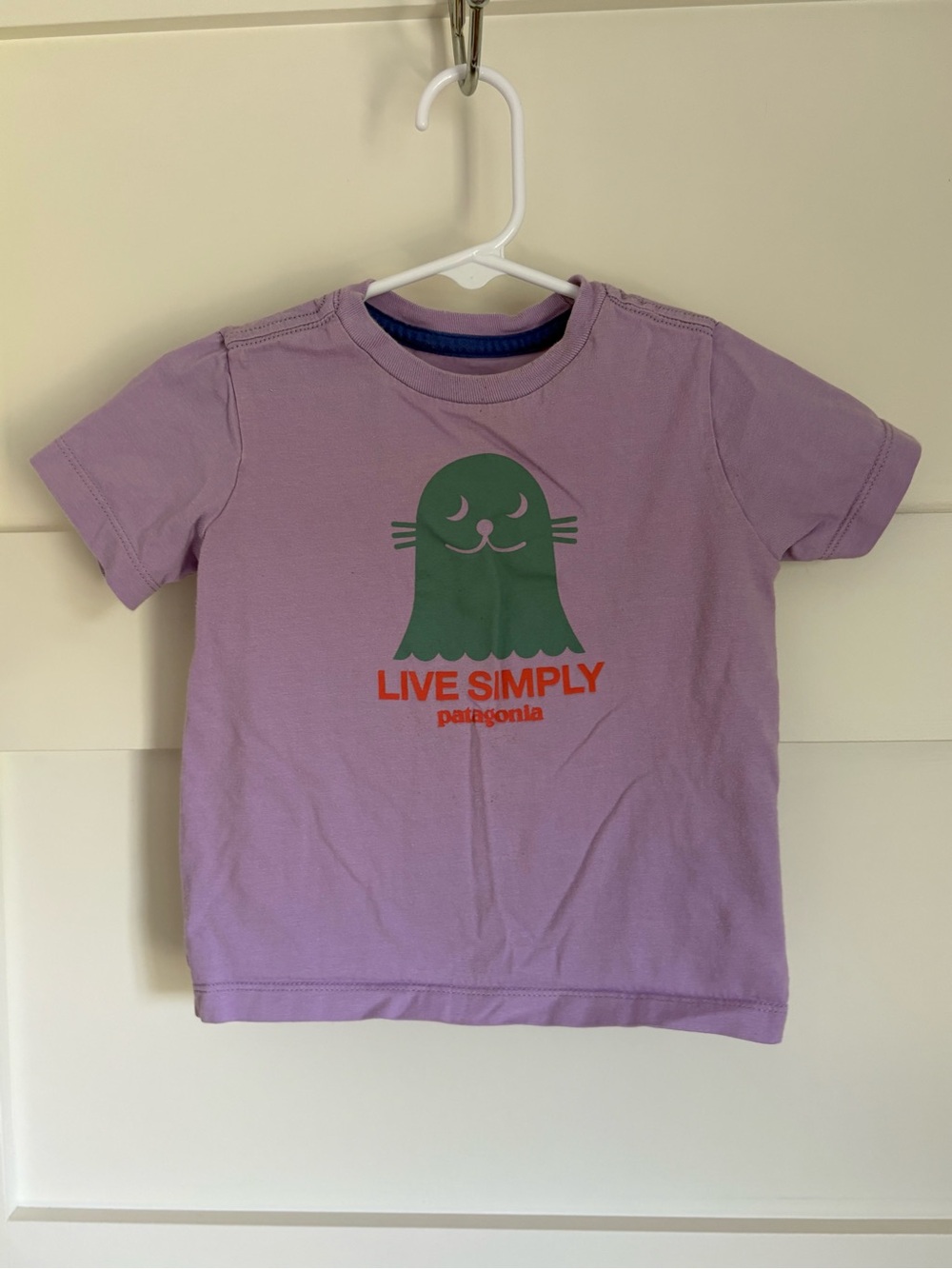 Patagonia Lavender Short Sleeve Tee with Green Graphic